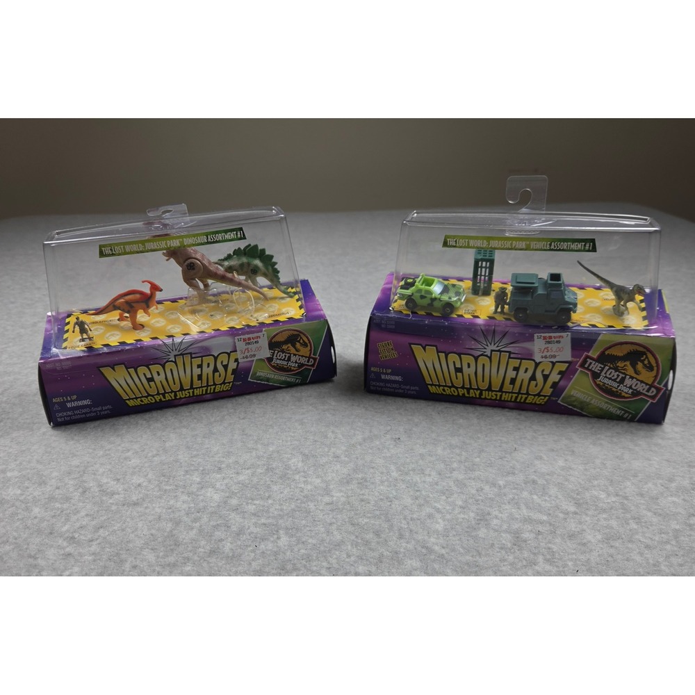 Vintage 1996 Kenner Microverse Jurassic Park Lost World Dino & Vehicle Lot NIB